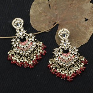 Ekavira Kundan Earring Maroon