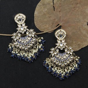 Ekavira Kundan Earring Navy Blue