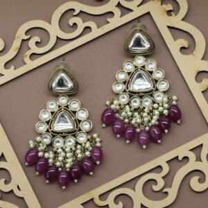 Ekanamsa Kundan Earring Purple