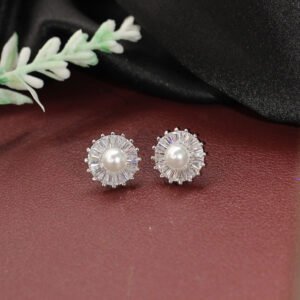 Ekata American Diamond Silver Studs