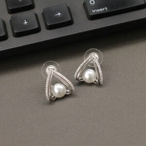 Ekavalli American Diamond Silver Studs