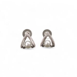 Ekavalli American Diamond Silver Studs