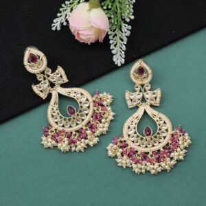 Ekansha Kundan Earring Purple