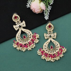 Ekansha Kundan Earring Rani Pink