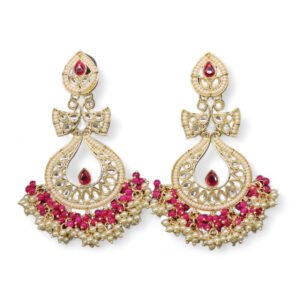 Ekansha Kundan Earring Rani Pink