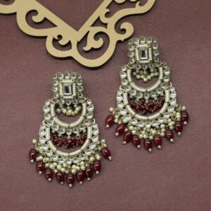 Ekatmika Kundan Earring Maroon