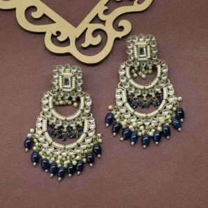 Ekatmika Kundan Earring Navy Blue