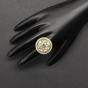 Ekadhatu Kundan Finger Ring Green