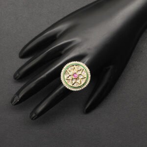 Ekadhatu Kundan Finger Ring Maroon