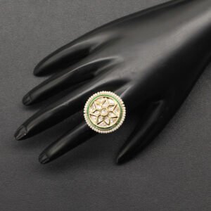 Ekadhatu Kundan Finger Ring White