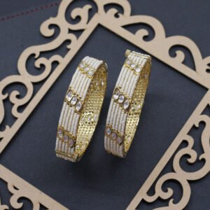 Ekamati Kundan Bangle White