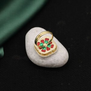 Ekachakra Kundan Finger Ring Green