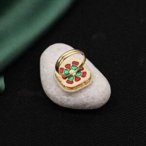 Ekachakra Kundan Finger Ring Maroon