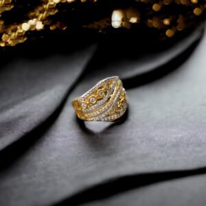 Ekanetra American Diamond Finger Ring Gold