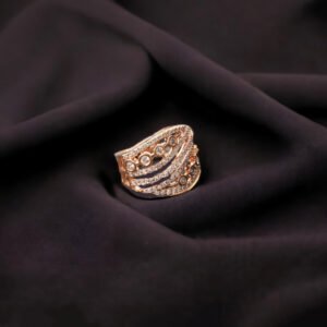 Ekashrita American Diamond Finger Ring Rose Gold