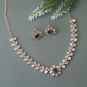 Ekayana Kundan Necklace Set Green