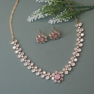 Ekayana Kundan Necklace Set Pink