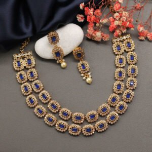 Ekarjuna Antique Necklace Set Navy Blue