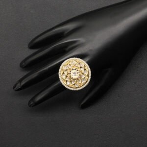 Ekanandini Kundan Finger Ring White