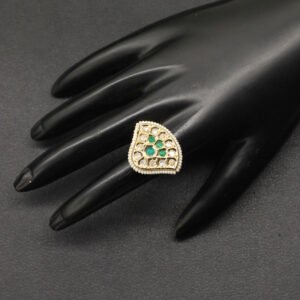 Ekashraya Kundan Finger Ring Green