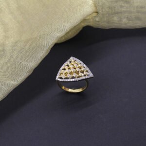 Ekadanta American Diamond Finger Ring Gold