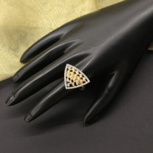 Ekadanta American Diamond Finger Ring Gold