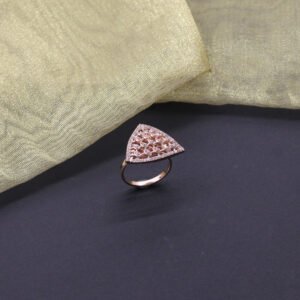 Ekadanta American Diamond Finger Ring Rose Gold