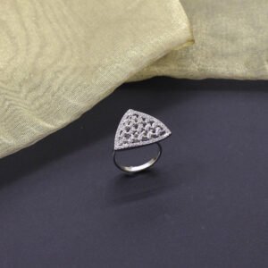 Ekadanta American Diamond Finger Ring Silver