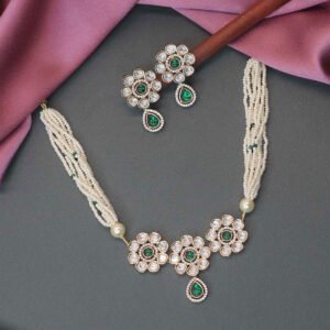 Ekalinga Kundan Necklace Set Green