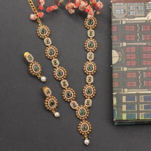 Eklavya Antique Necklace Set Green