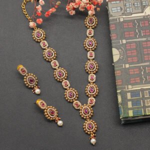 Eklavya Antique Necklace Set Maroon