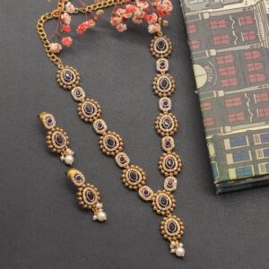 Eklavya Antique Necklace Set Navy Blue