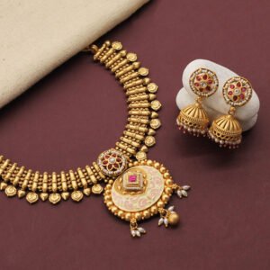 Ekakshya Antique Necklace Set Light Pink