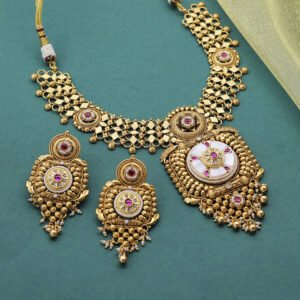 Ekam Antique Necklace Set Maroon