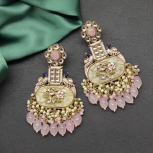 Eshani Kundan Earring Baby Pink