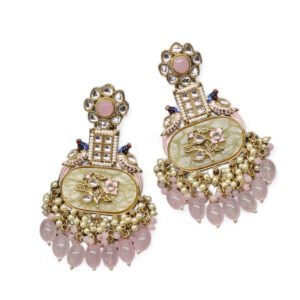 Eshani Kundan Earring Baby Pink