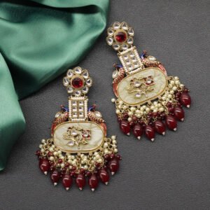 Eshani Kundan Earring Maroon