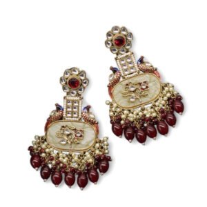 Eshani Kundan Earring Maroon