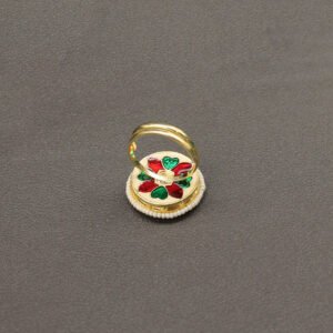 Ekashila Kundan Finger Ring Maroon