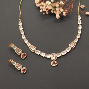 Ekabhumi Kundan Necklace Set Maroon