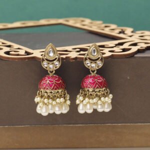 Ekamayi Meenakari Earring Rani Pink